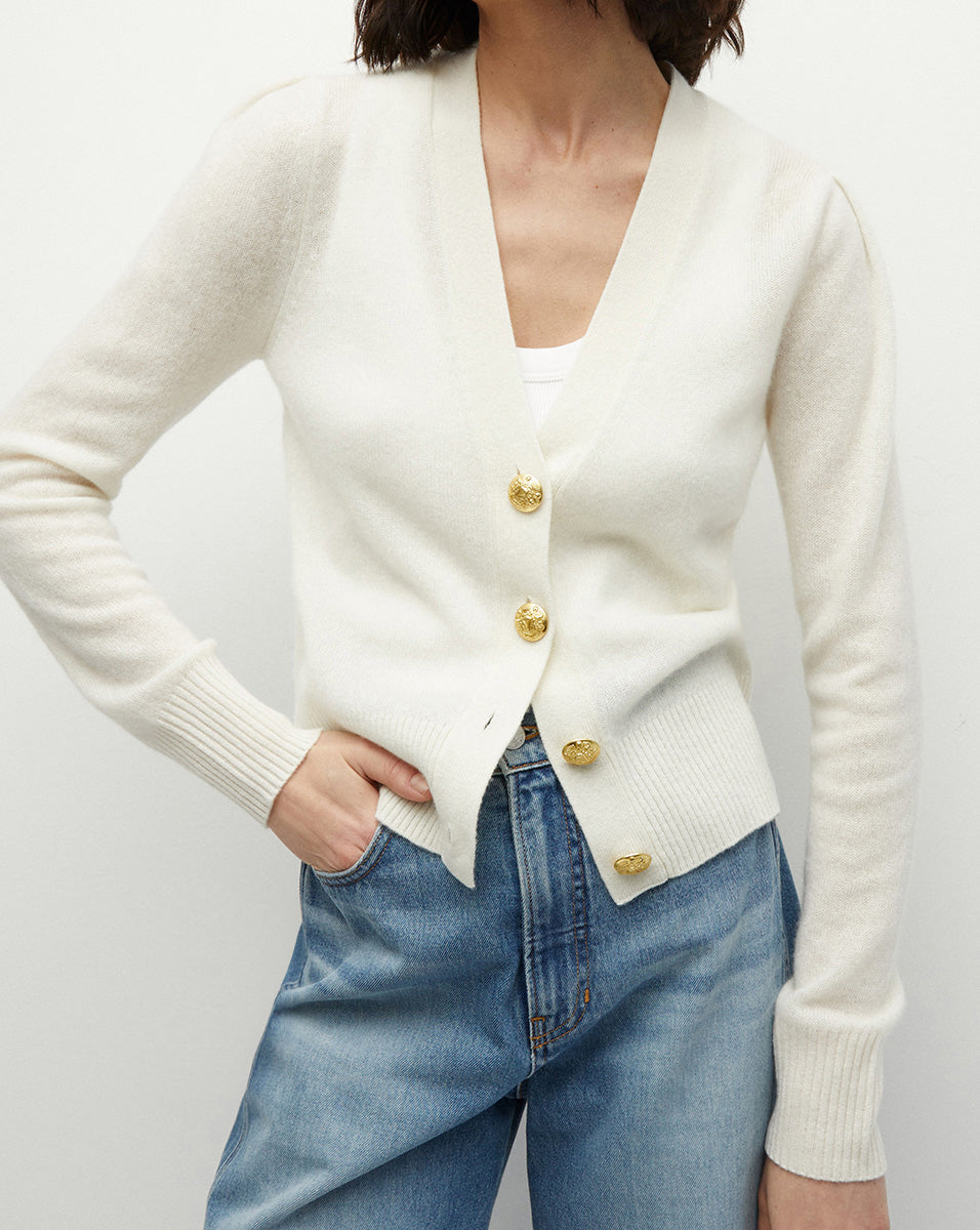 Veronica Beard Solene Cashmere Cardigan - Ivory
