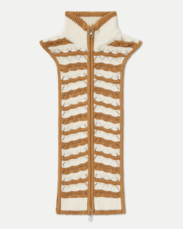 Bacca Striped Knit Dickey - Desert Khaki/Off-White - 1