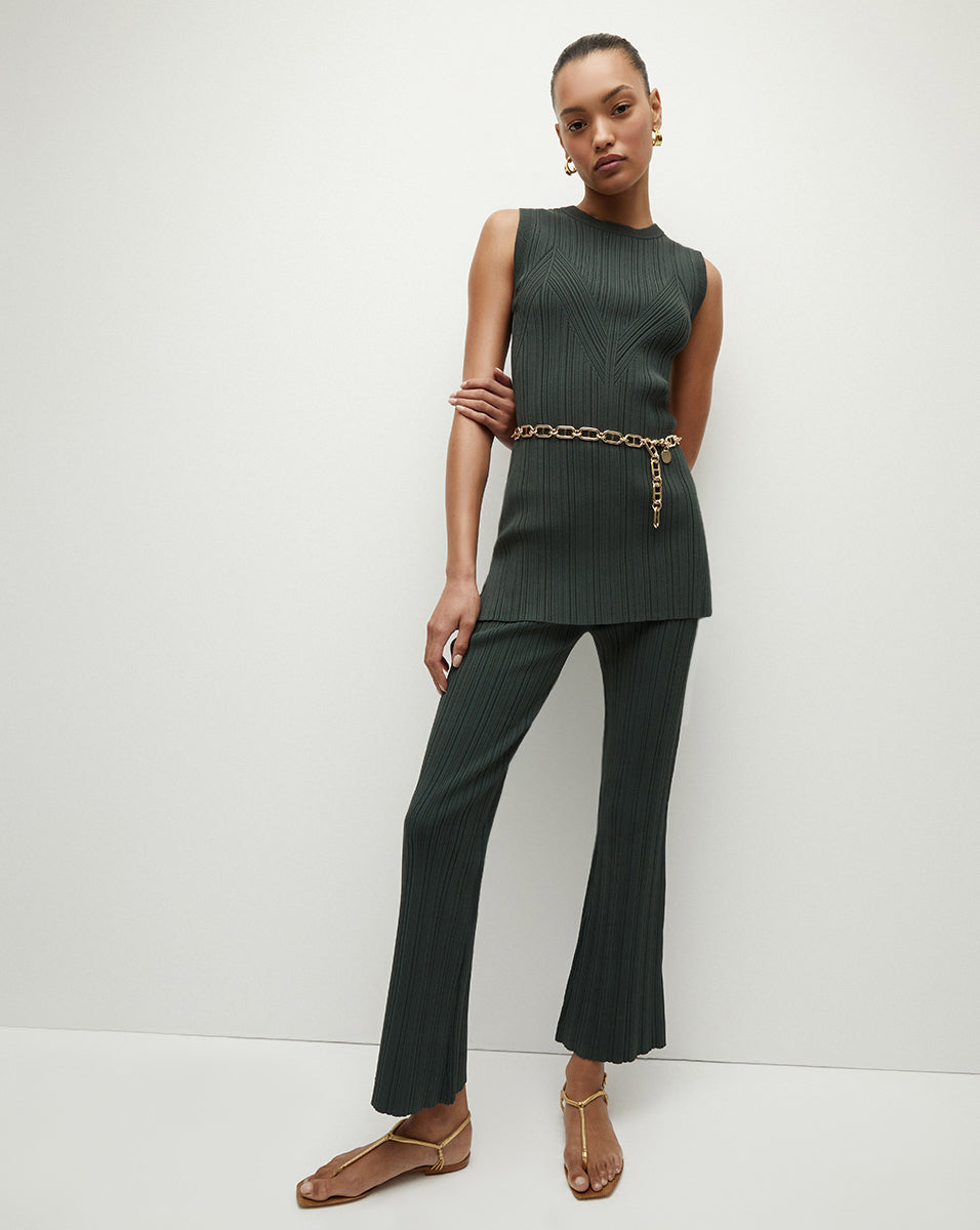 Massaro Rib-Knit Skinny-Flare Pant | Veronica Beard