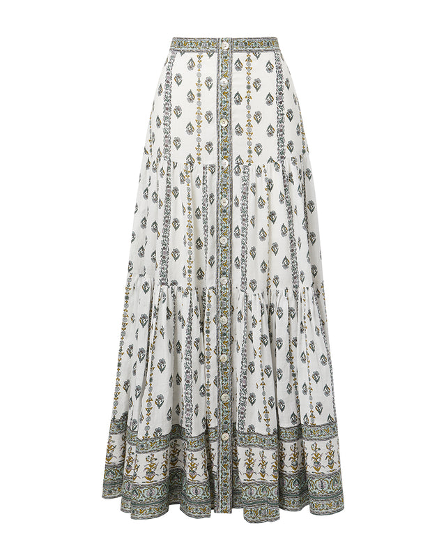 Sundance Button-Front Block-Print Maxi Skirt | Veronica Beard