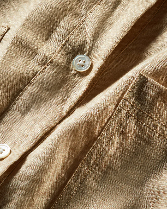 Gil Linen Button-Down Top - Pebble Khaki - 2