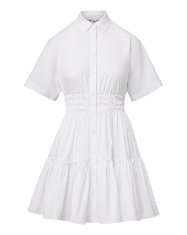 Greta White Poplin Fit-and-Flare Shirt Dress | Veronica Beard