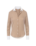 Veronica Beard Amelia Silk Shirt - Whisky/Off-White