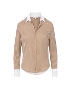 Veronica Beard Amelia Silk Shirt - Whisky/Off-White