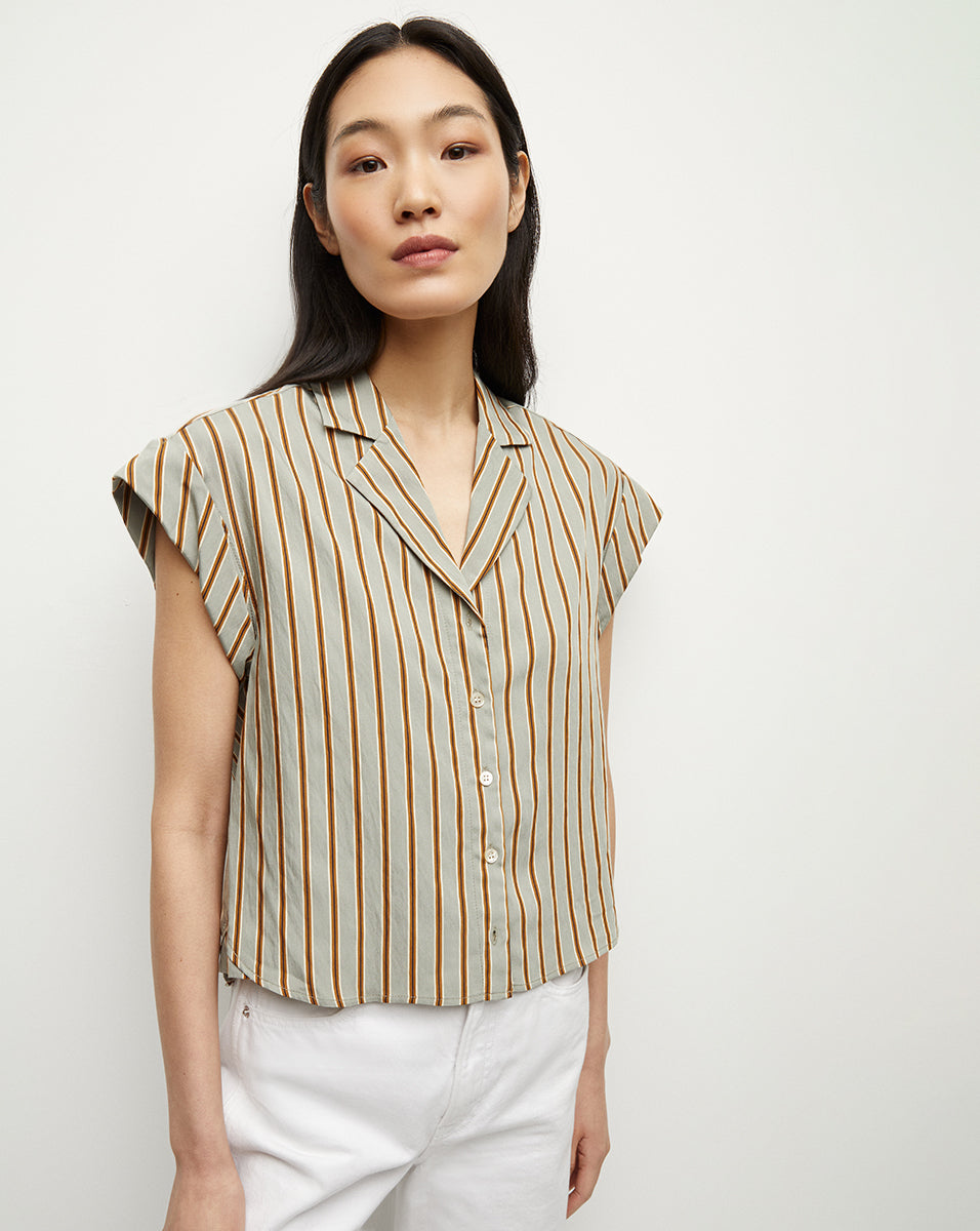 Kasa Pinstripe Button-Down Top | Veronica Beard