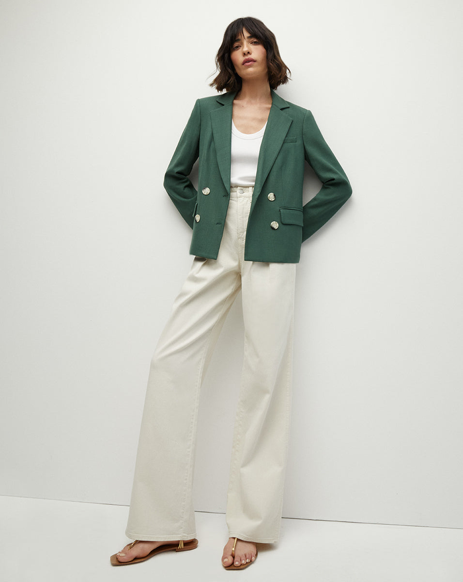 Kona Sateen Dickey Jacket in Forest | Veronica Beard