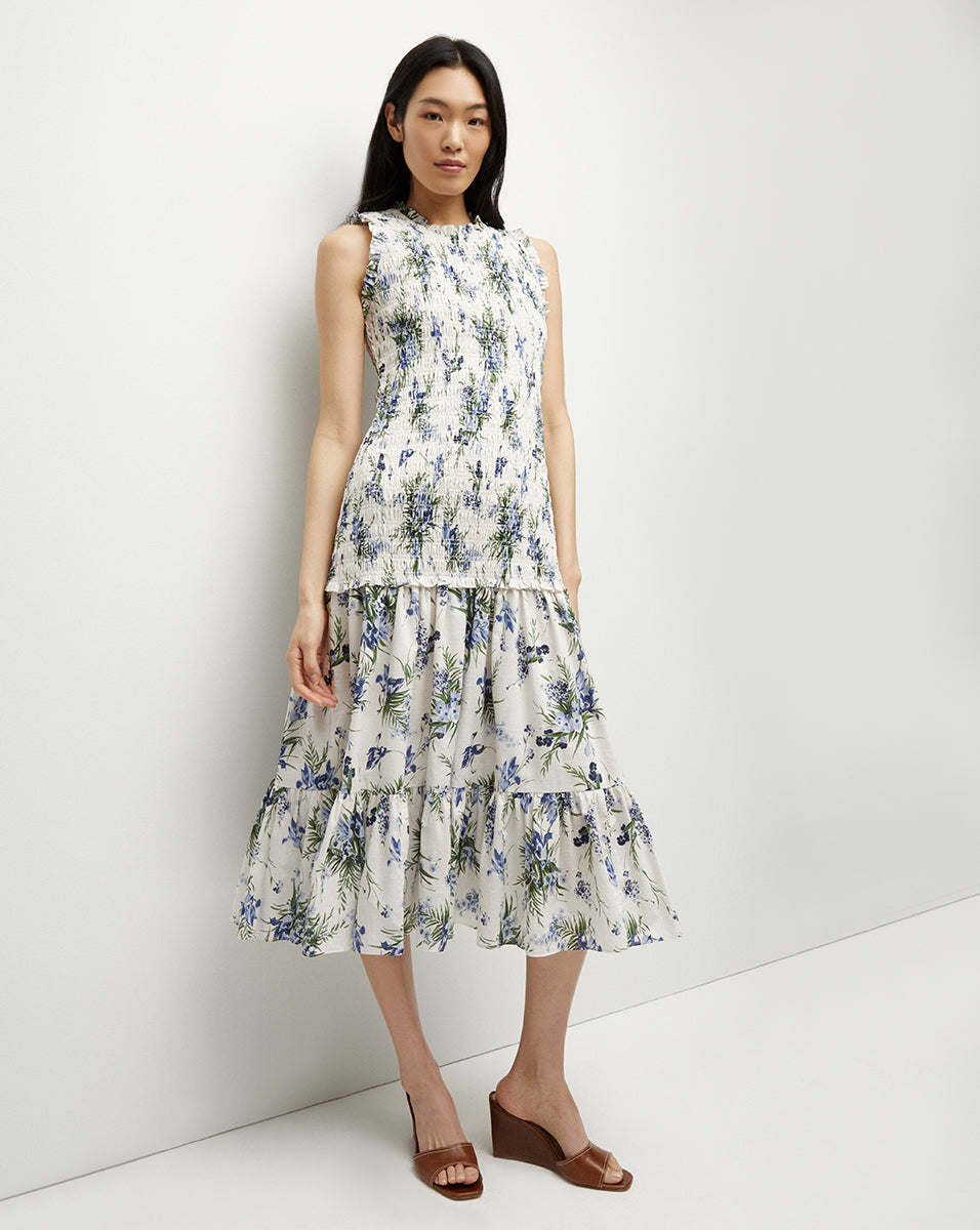 Verena Cotton Dress in Off-White Multi | Veronica Beard