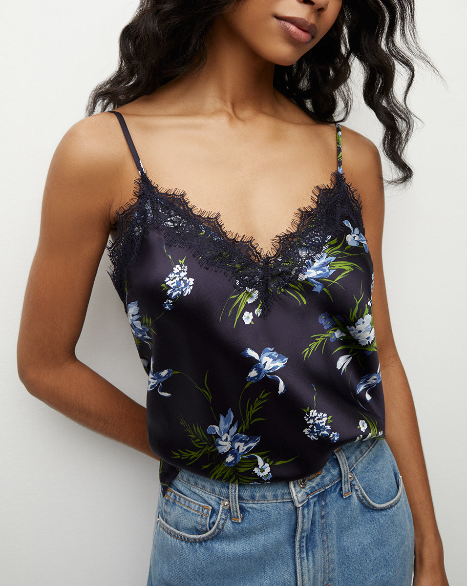 Ciarlo Stretch-Silk Top in Navy Multi | Veronica Beard