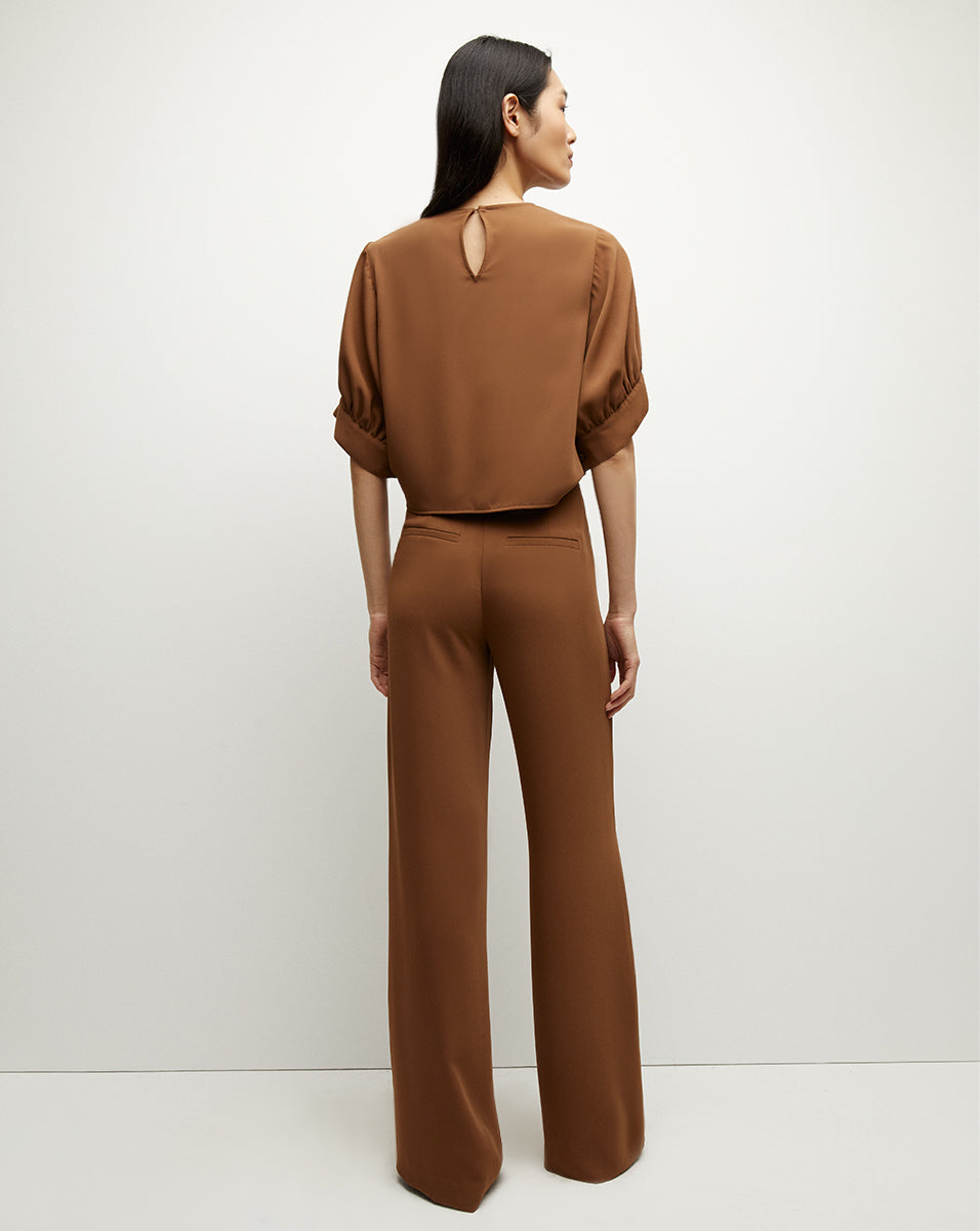 Margaret Matte Crepe Top in Deep Ochre | Veronica Beard