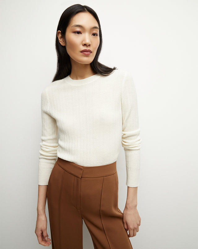 {{ outfit: 2407-cheval-pullover-ivory }} ## Cheval Merino-Wool Pullover