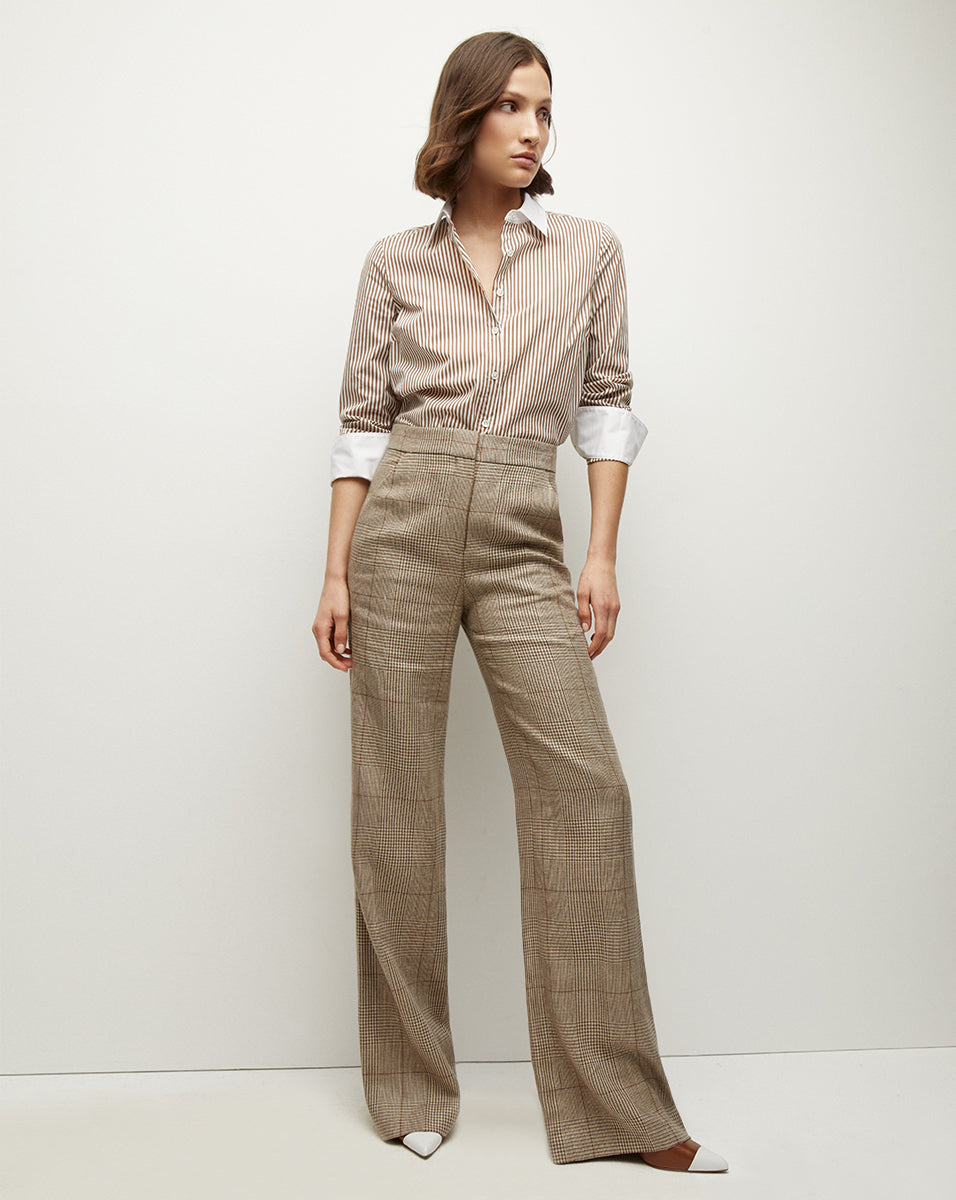 Tonelli Plaid Pant in Ecru/Ochre | Veronica Beard