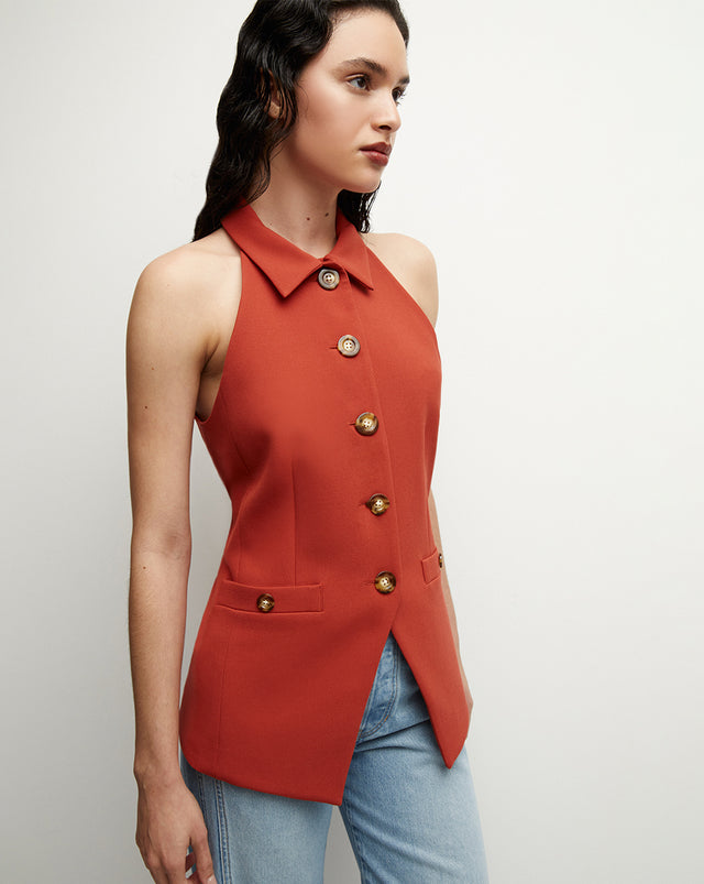 {{ outfit: 2407-orlinda-vest-brick-red-2 }} ## Orlinda Vest