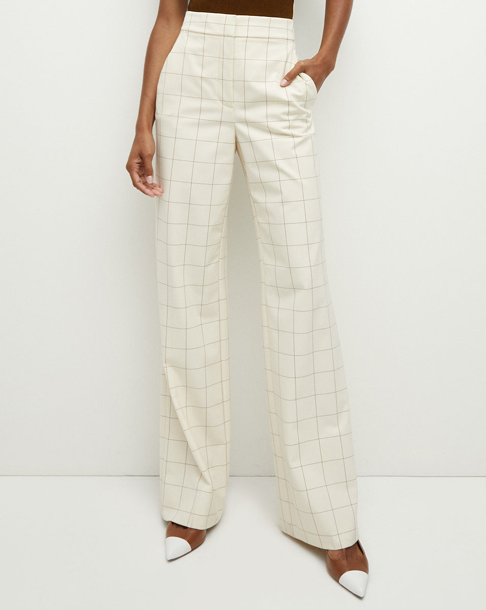 Tonelli Plaid Pant in Ecru/Deep Ochre | Veronica Beard