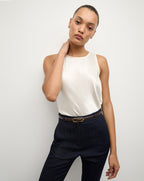 Veronica Beard Sabrina Stretch-Silk Tank - Ivory