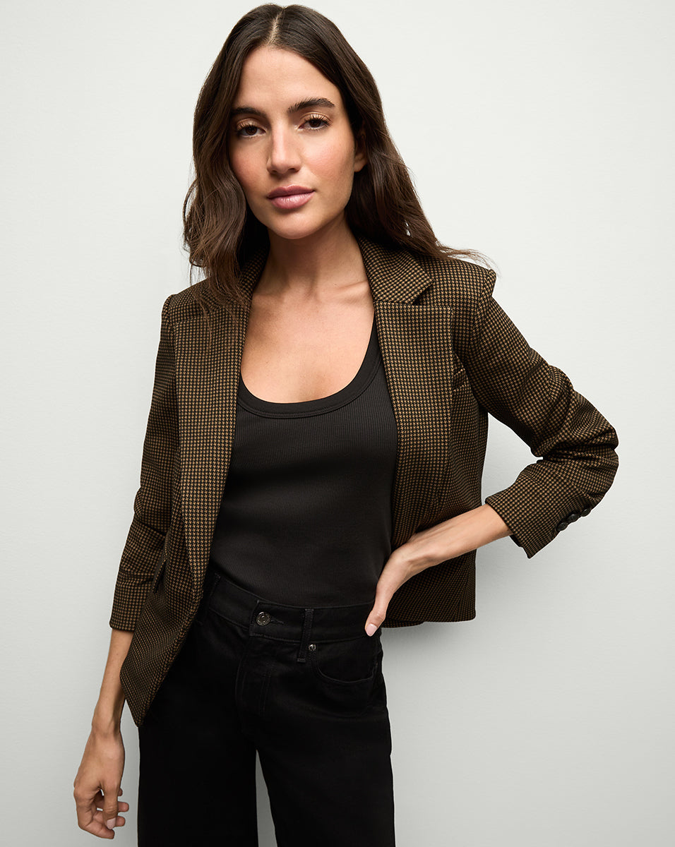 Aaliyah Knit Jacket in Acorn/Black | Veronica Beard