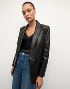 Veronica Beard Vega Leather Dickey Jacket - Black