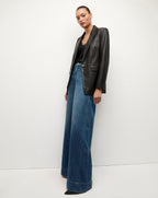 Veronica Beard Vega Leather Dickey Jacket - Black
