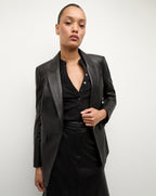 Veronica Beard Vega Leather Dickey Jacket - Black