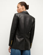 Veronica Beard Vega Leather Dickey Jacket - Black