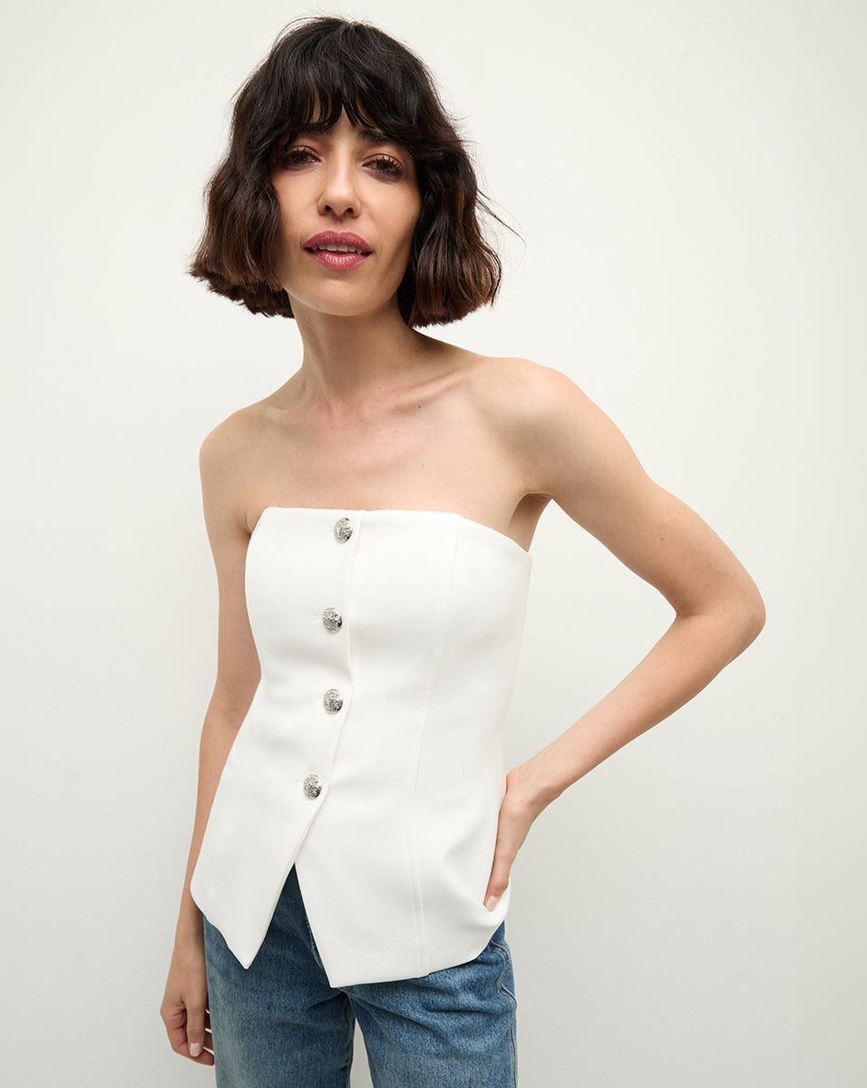 Forman Bustier Top in Off-White | Veronica Beard