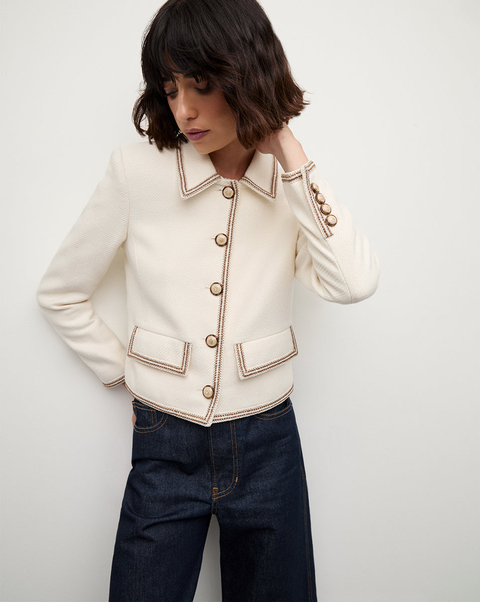 Makayla Cropped Jacket in Ivory | Veronica Beard