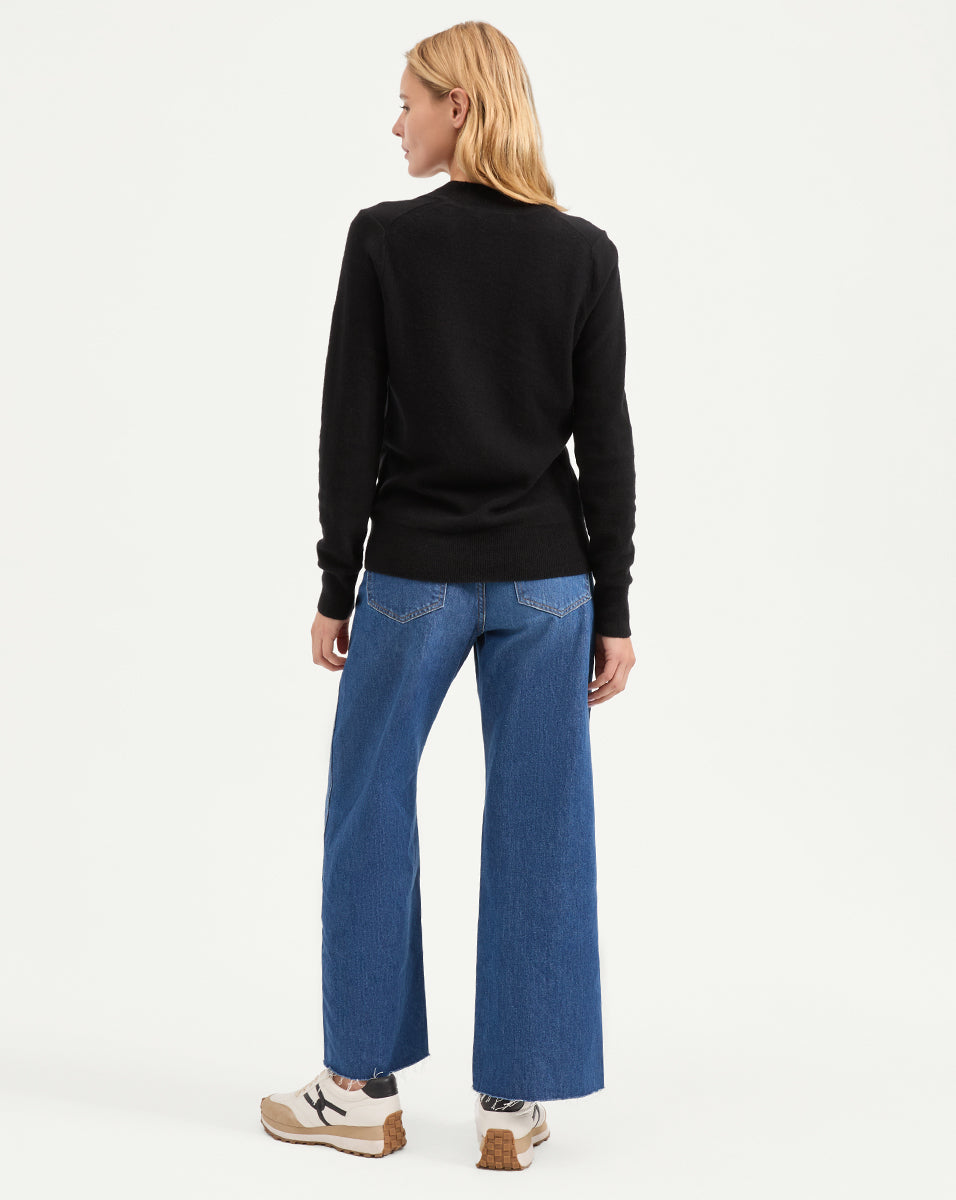 Coleta V-Neck Cashmere Sweater in Black | Veronica Beard