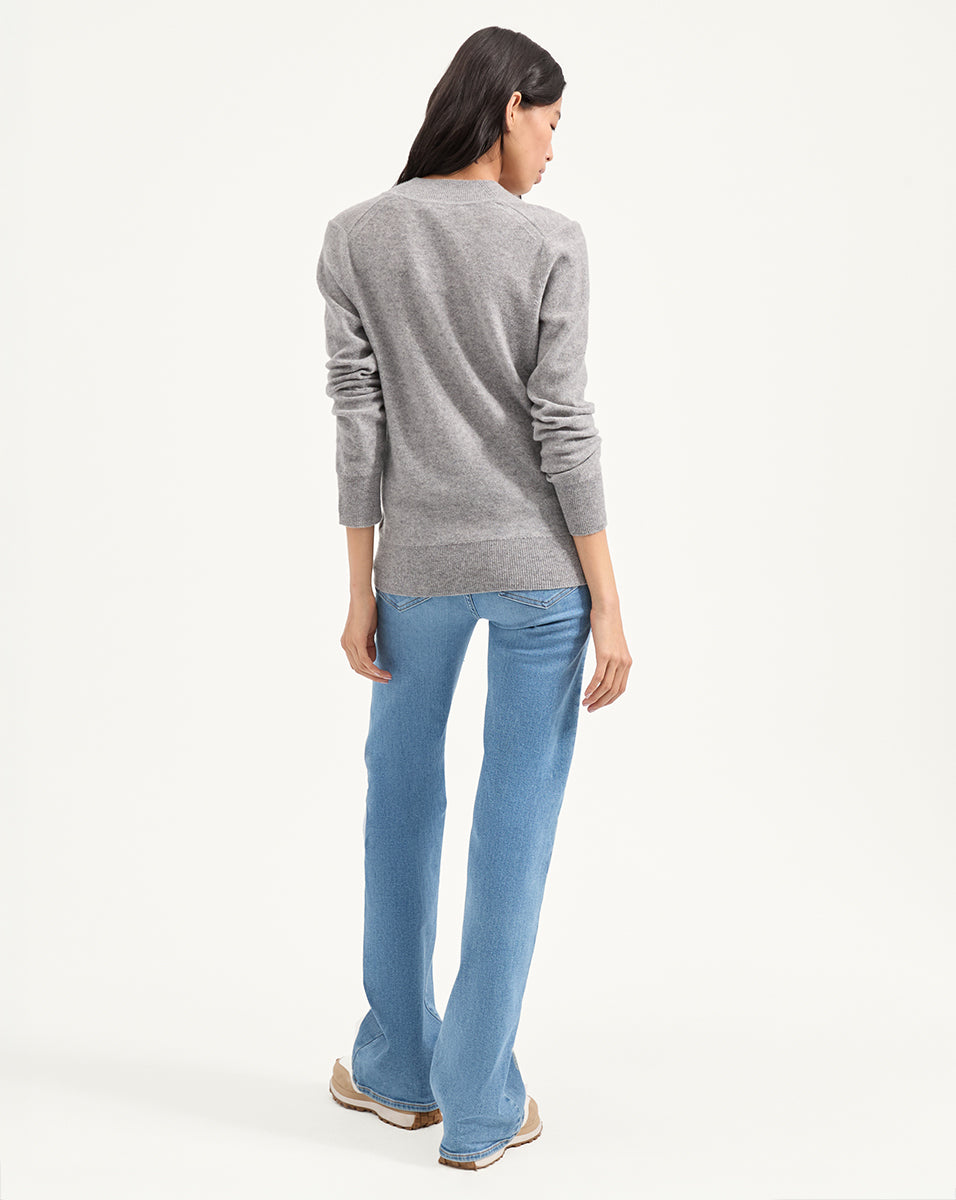 Coleta V-Neck Cashmere Sweater in Heather Grey | Veronica Beard