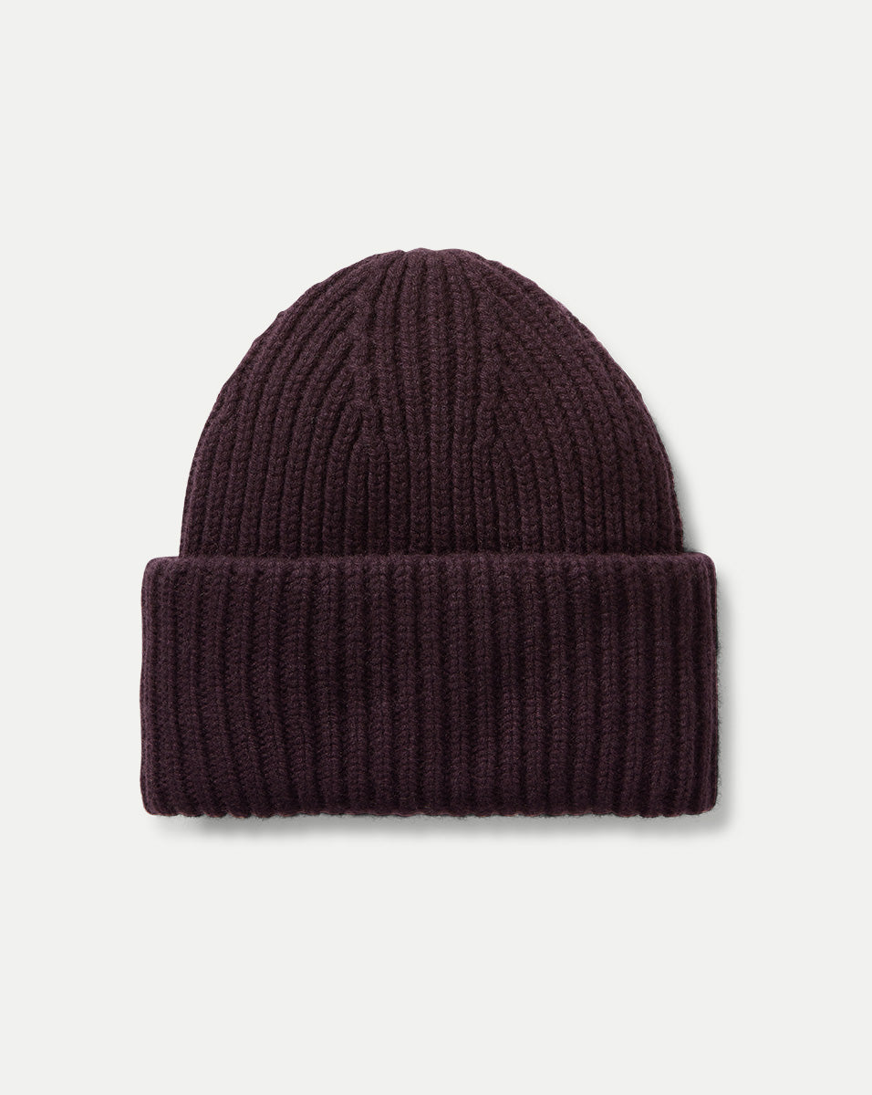 Cashmere Foldover Beanie in Dark Chocolate | Veronica Beard