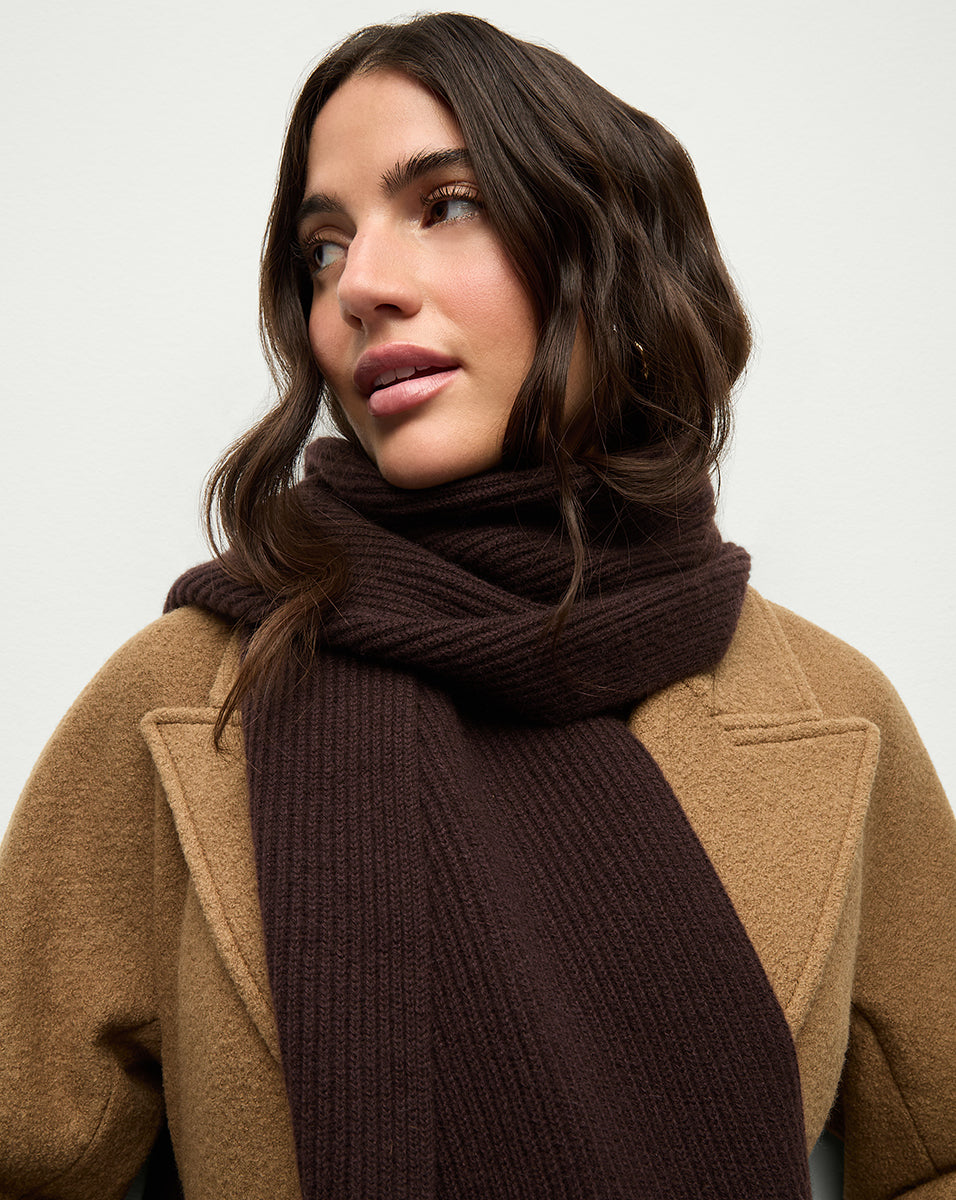 Cashmere Scarf in Dark Chocolate | Veronica Beard