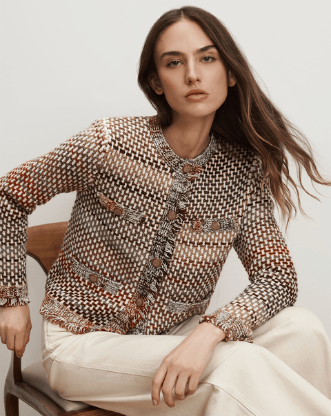 Sariyah Knit Jacket in Red Multi | Veronica Beard Sariyah Knit Jacket in Red Multi | Veronica Beard