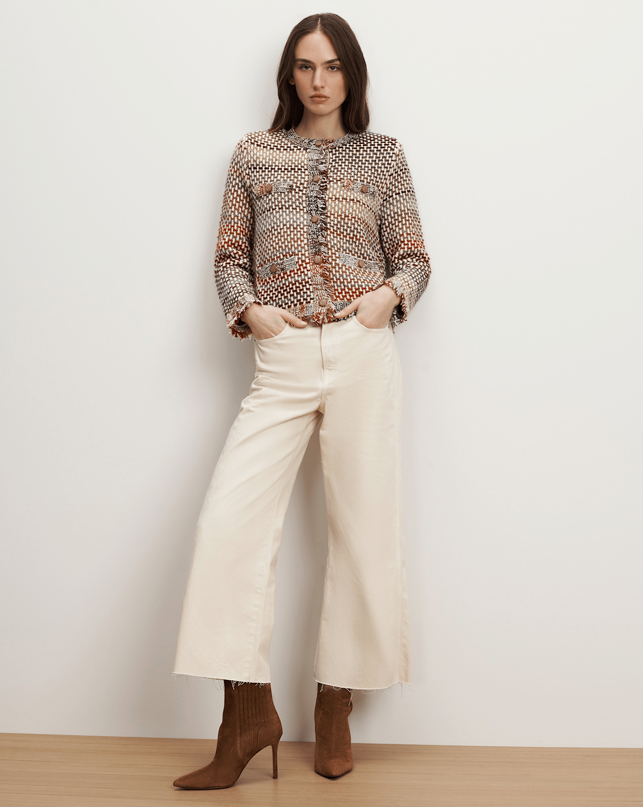 Sariyah Knit Jacket in Red Multi | Veronica Beard