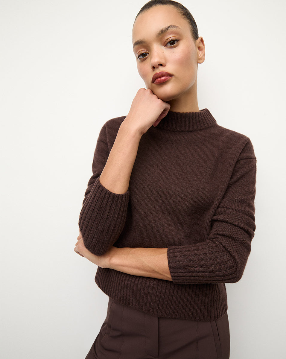 Andi Sweater in Dark Chocolate | Veronica Beard