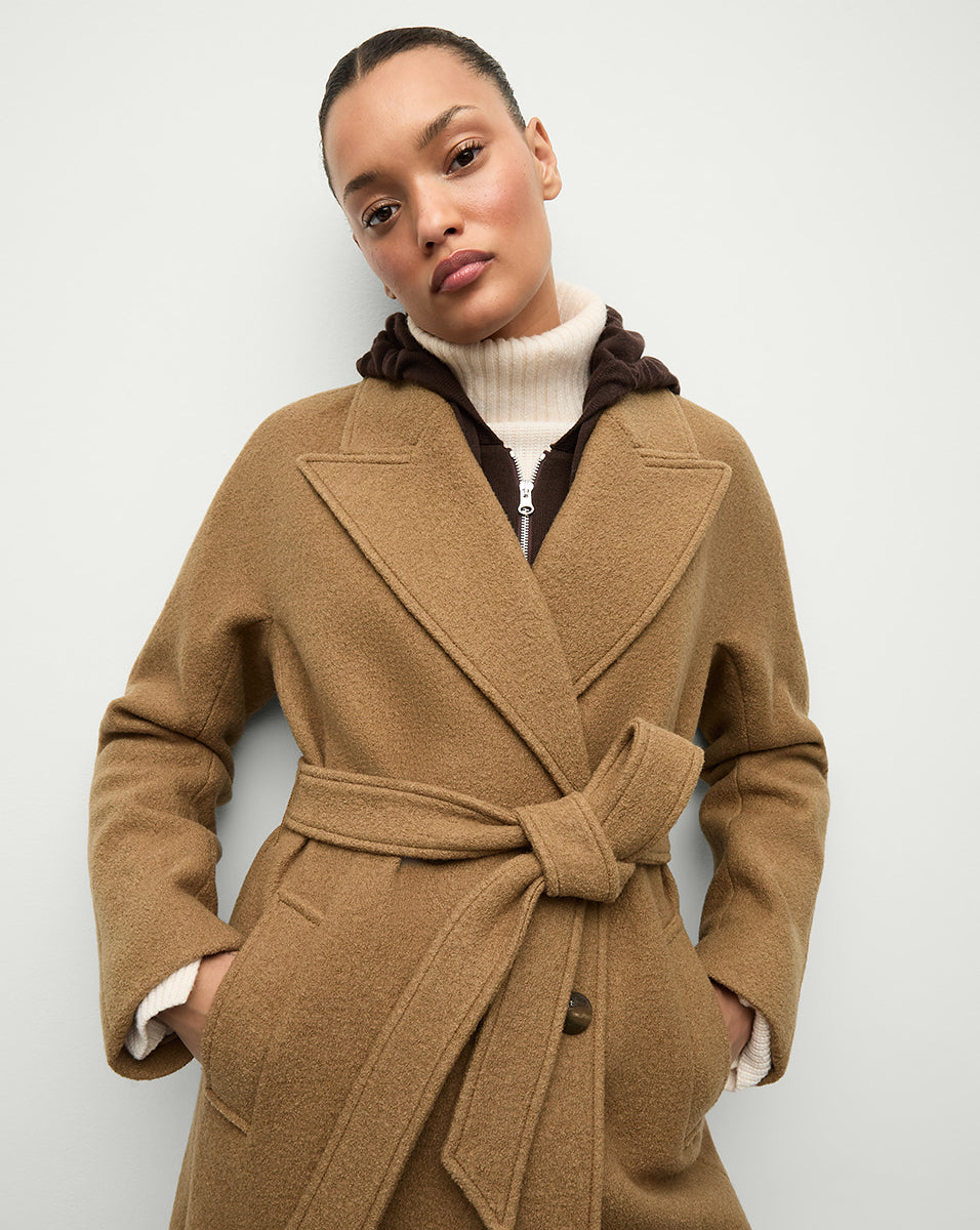 Della Wool Dickey Coat in Dark Camel Veronica Beard