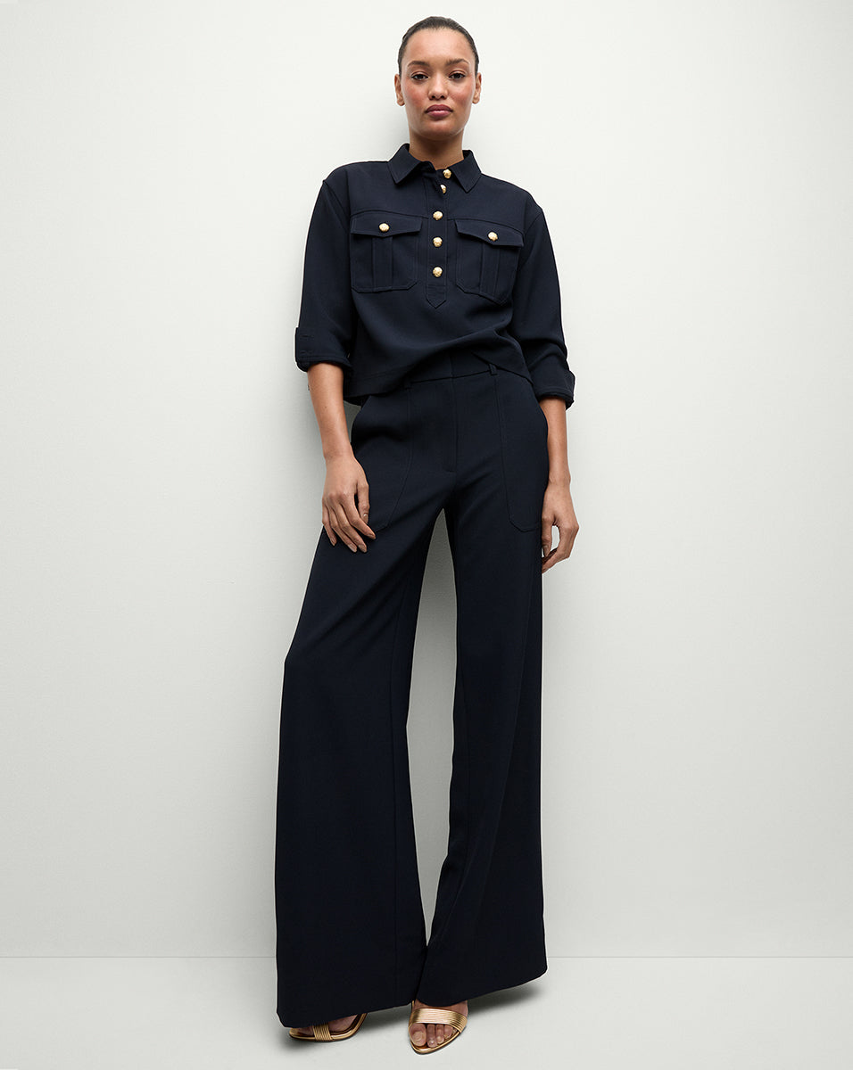 Cole Wide-Leg Pant in Navy | Veronica Beard