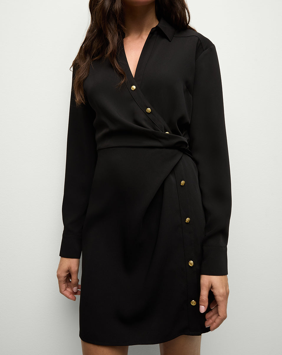 Wright Mini Dress in Black Shirt Dress Veronica Beard