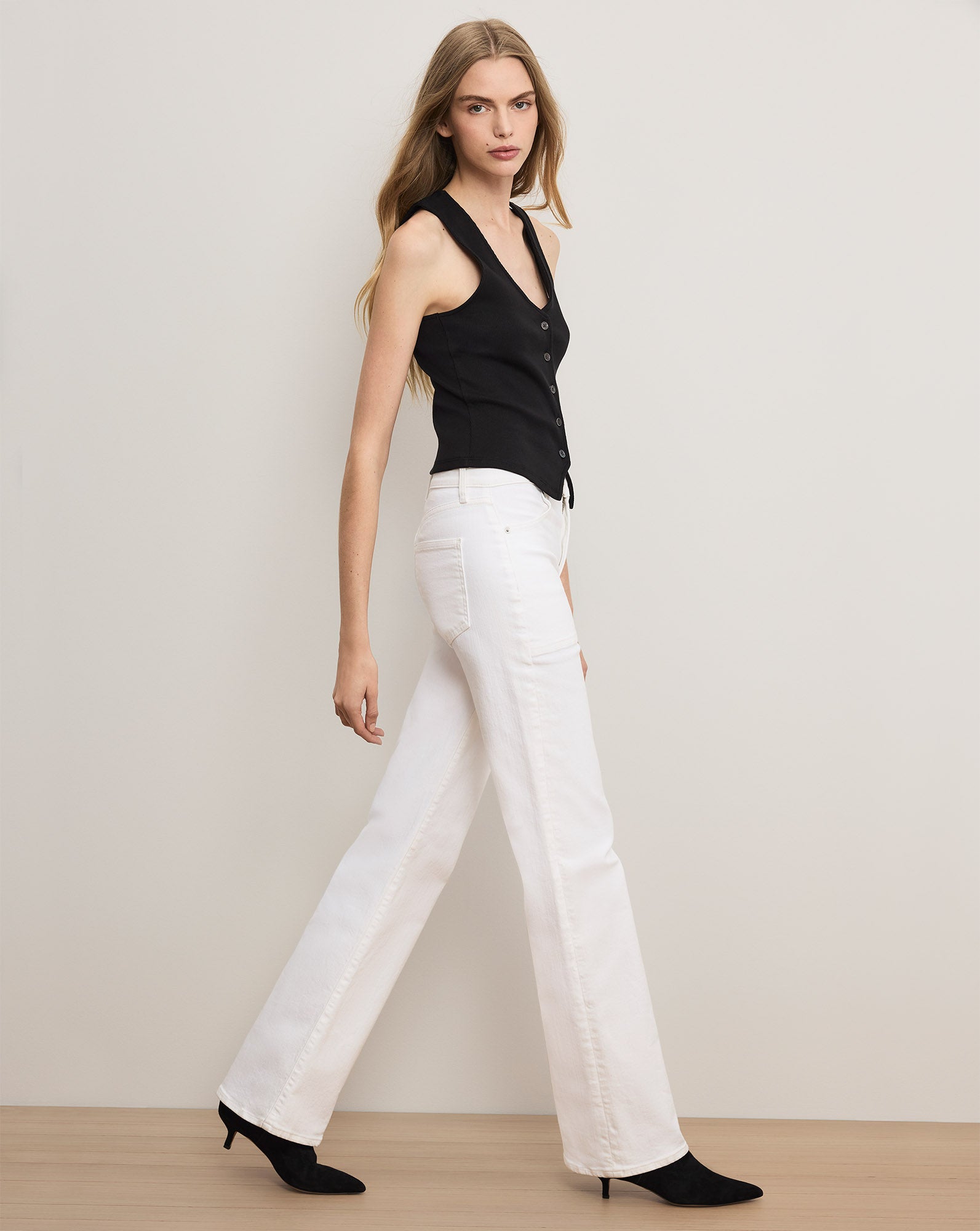 Veronica Beard Crosbie Slim Wide-Leg Jean - White