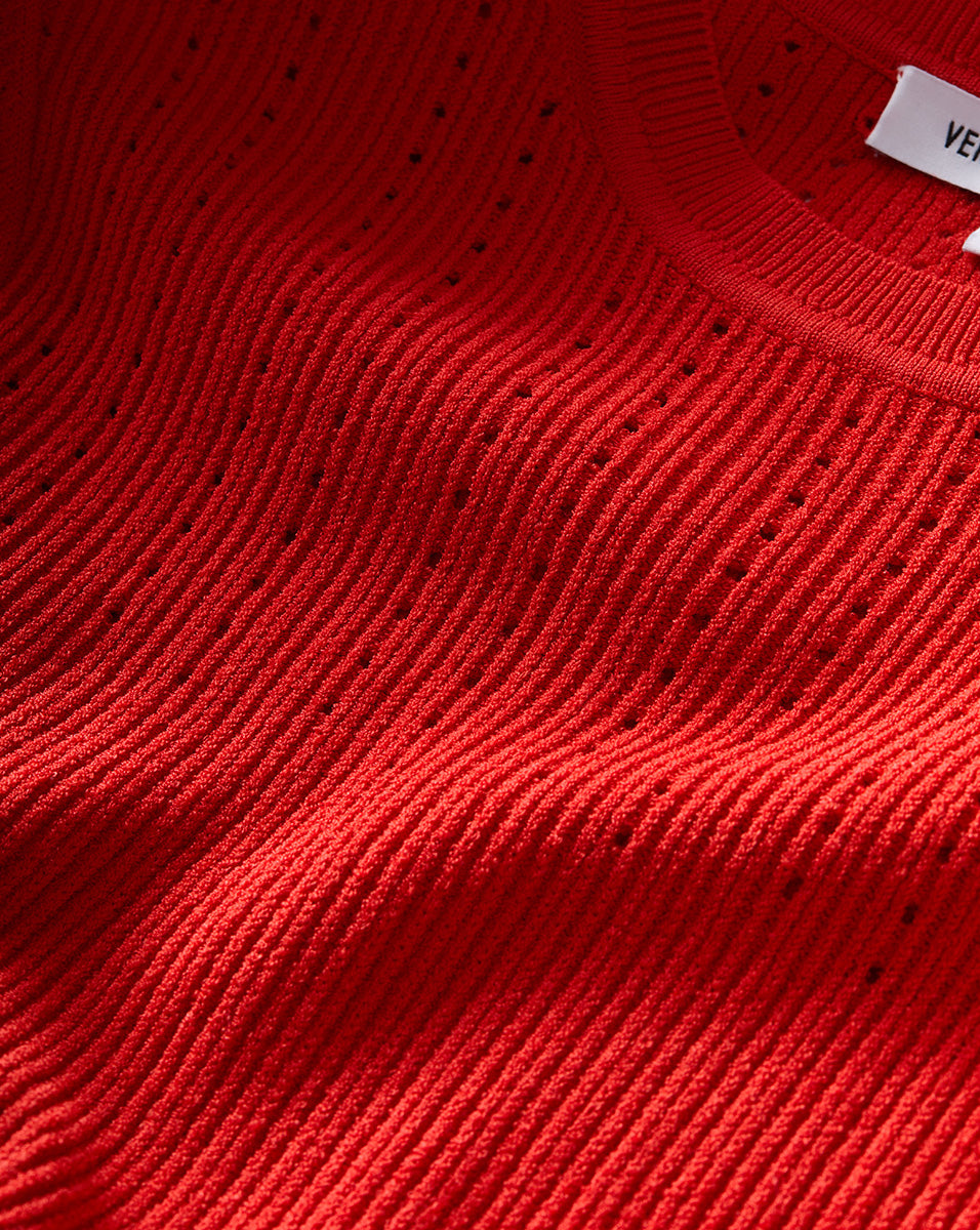 Nami Long Sleeve Sweater Dress in Red | Veronica Beard