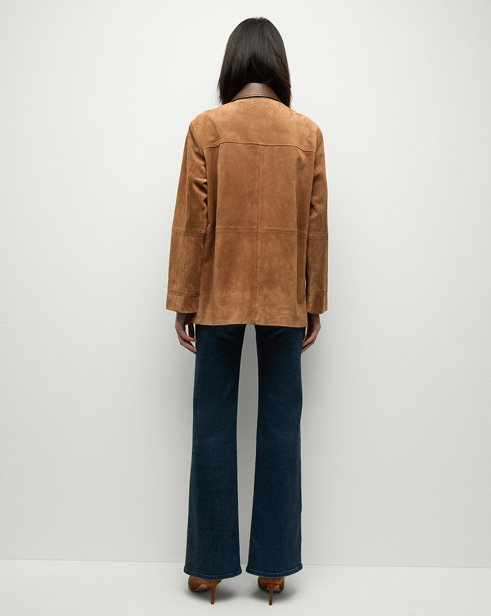 Suz Suede Dickey Chore Coat in Tan | Veronica Beard