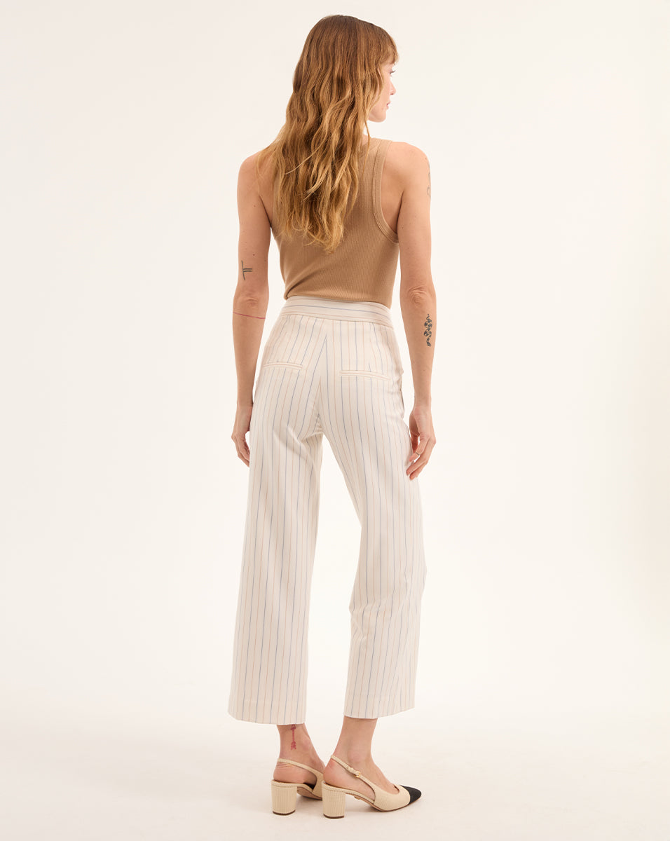 Brixton Pinstriped Pant in Dove Multi | Veronica Beard