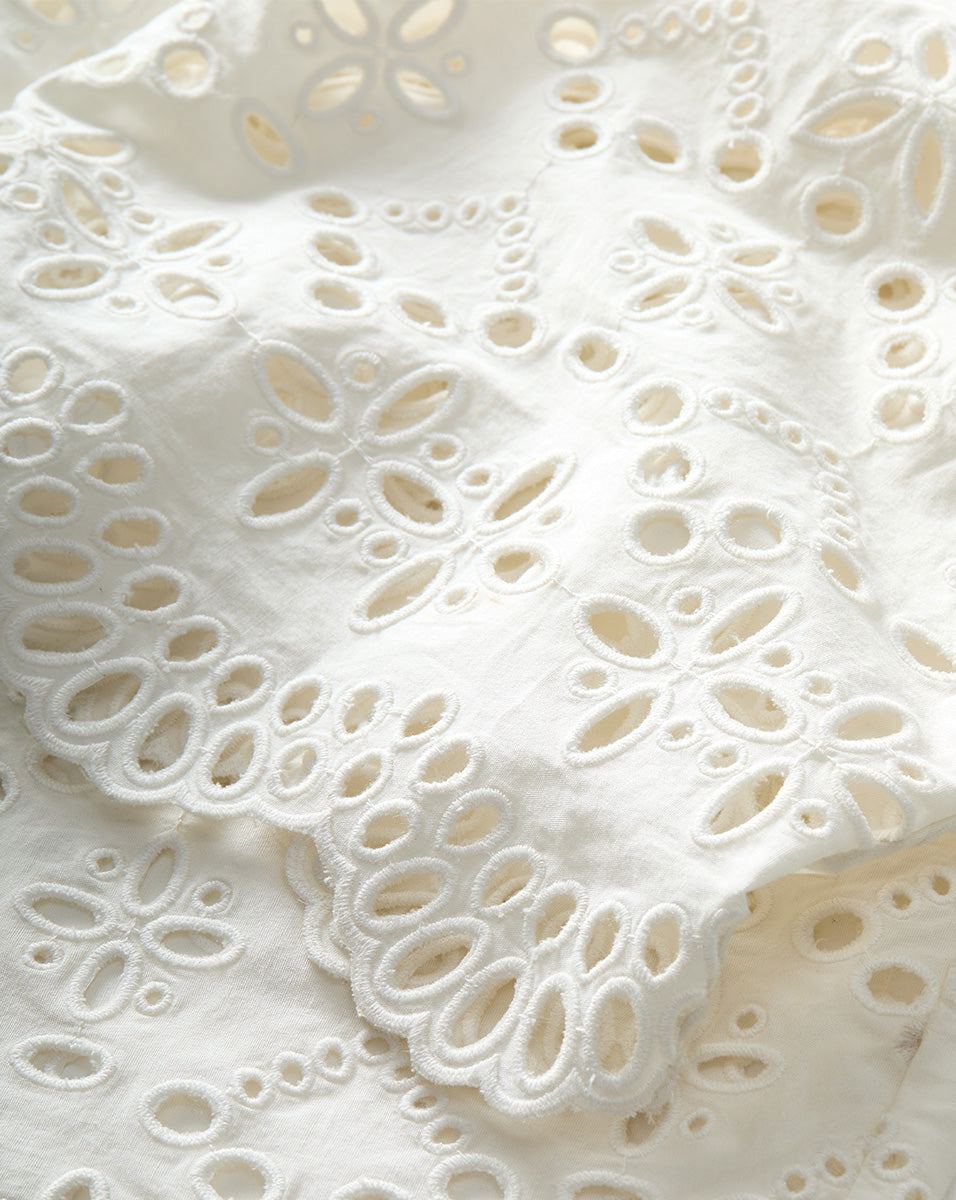 Kemper Cotton Eyelet Pant in Off-White | Veronica Beard