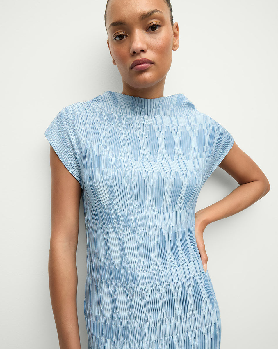 ウェア 468.RUMBLE VR Dress Blue/Gum Gramercy Pleated Midi Dress in Light Blue | Veronica Beard
