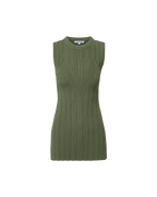 Veronica Beard Semma Rib-Knit Tank Stone Army