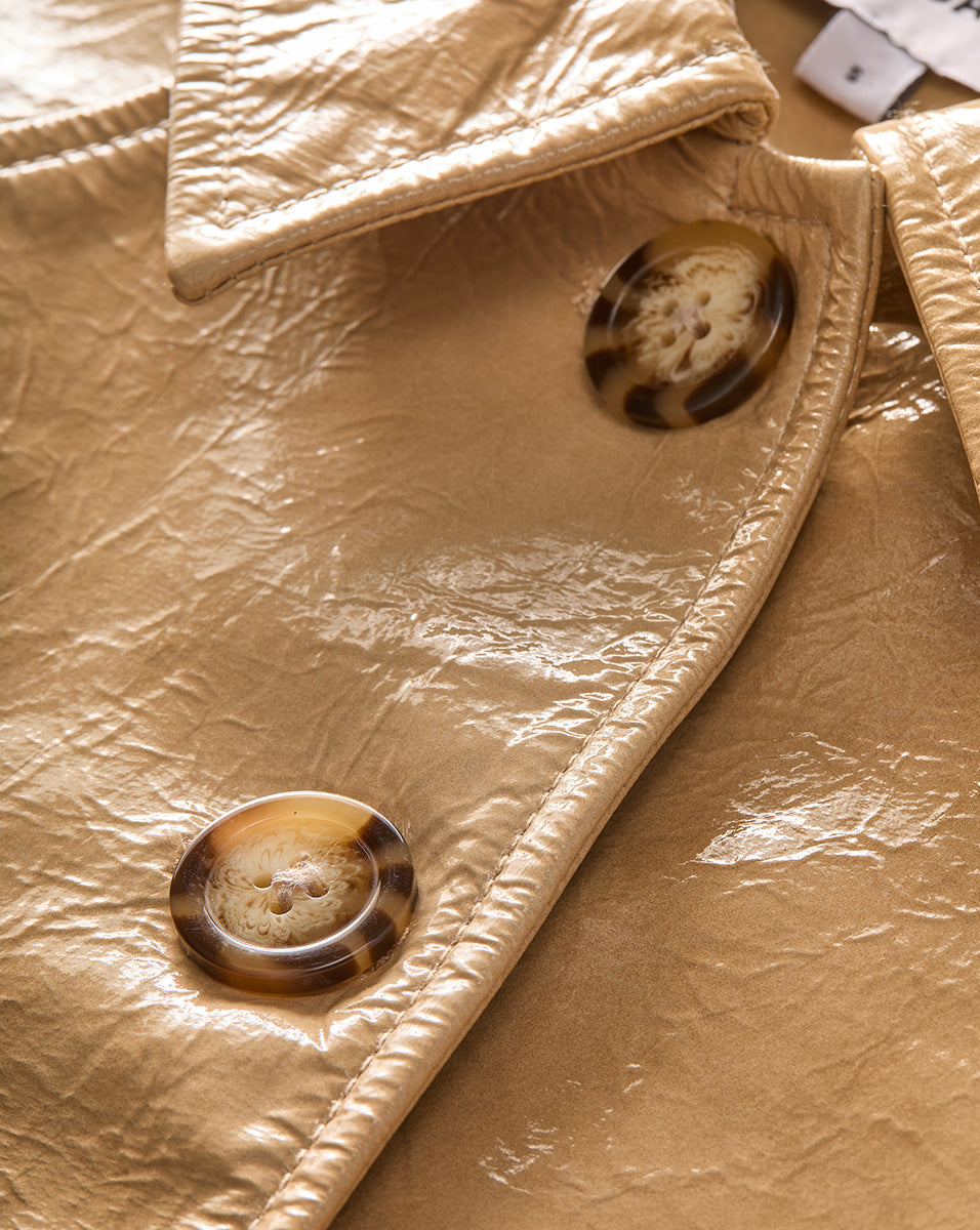 Veronica Beard Kian Coated Leather Jacket - Khaki