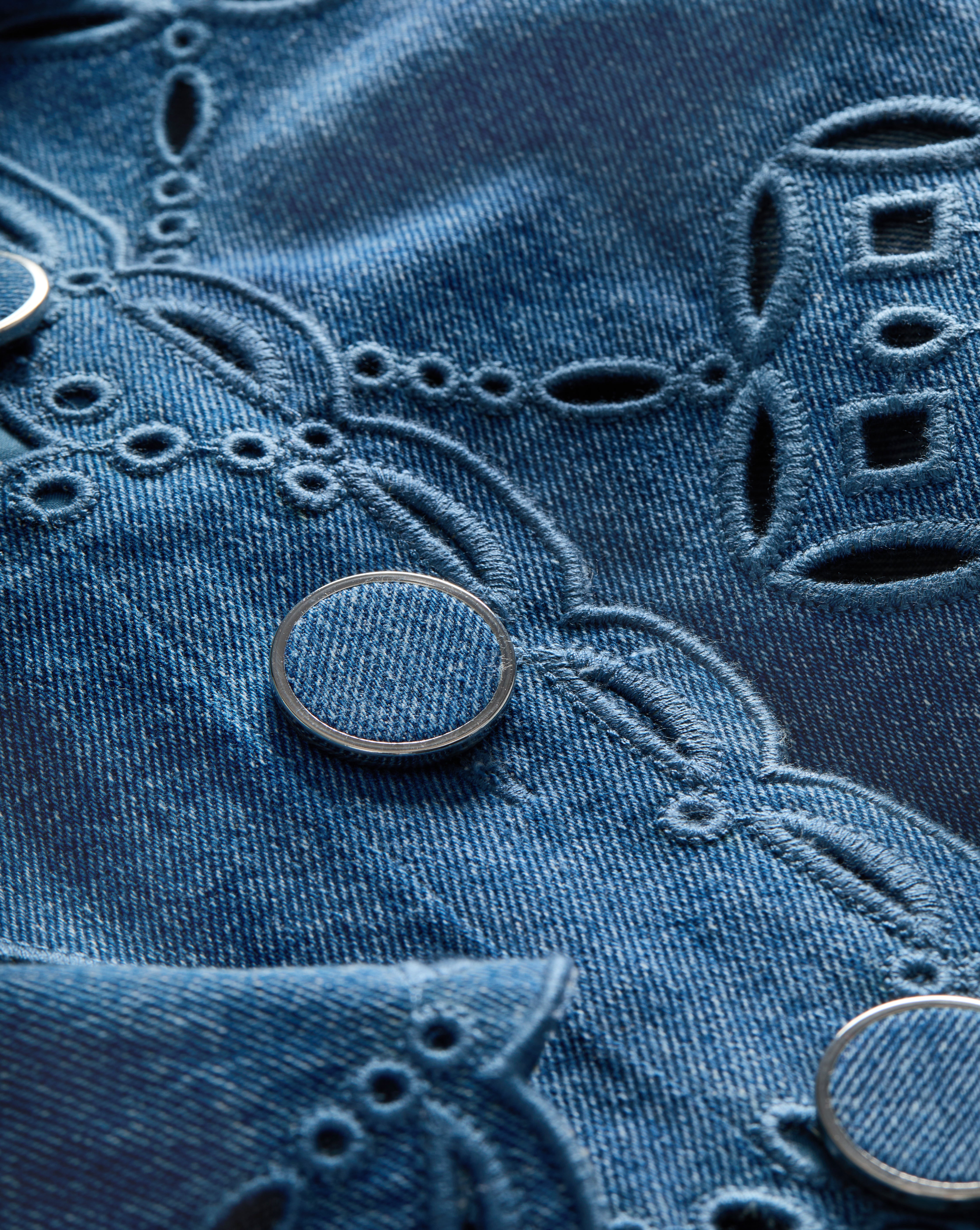 Adelaide Eyelet Jacket in Blue Denim | Veronica Beard
