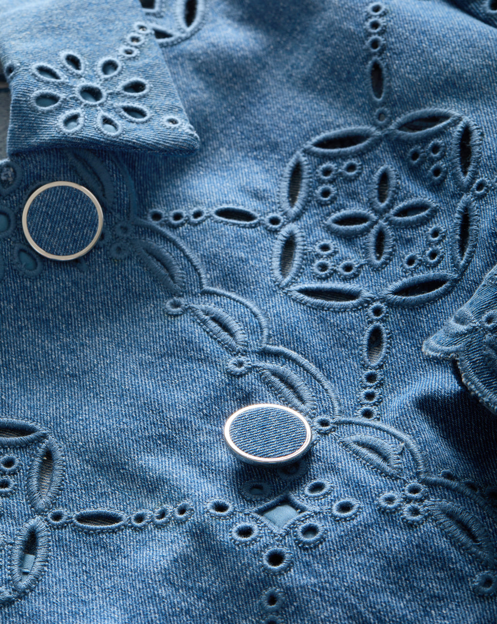 Veronica Beard Erilyn Eyelet Shirtdress - Sea Glare