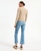 Veronica Beard Solene Striped Cashmere Cardigan - Sand/Ivory