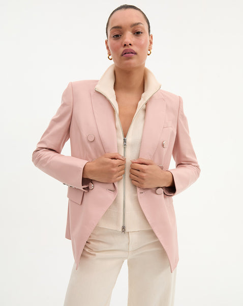 Miller Leather Dickey Jacket in Pink Clay | Veronica Beard