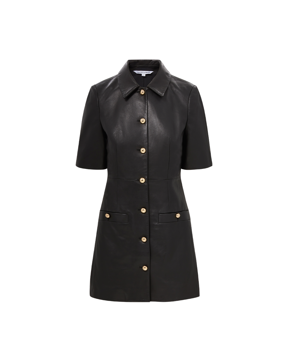 Veronica Beard Paige Leather Dress - Black