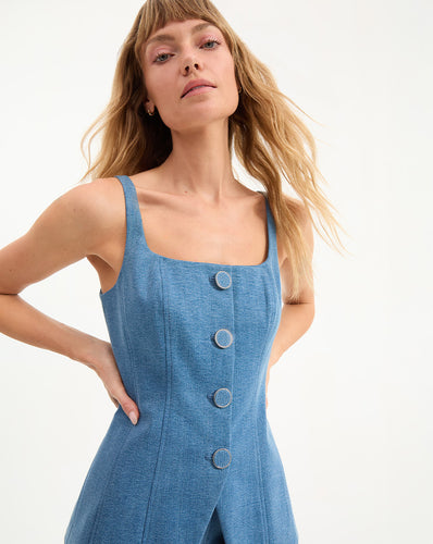 Veronica Beard Liana Button-Up Vest - Sea Glare