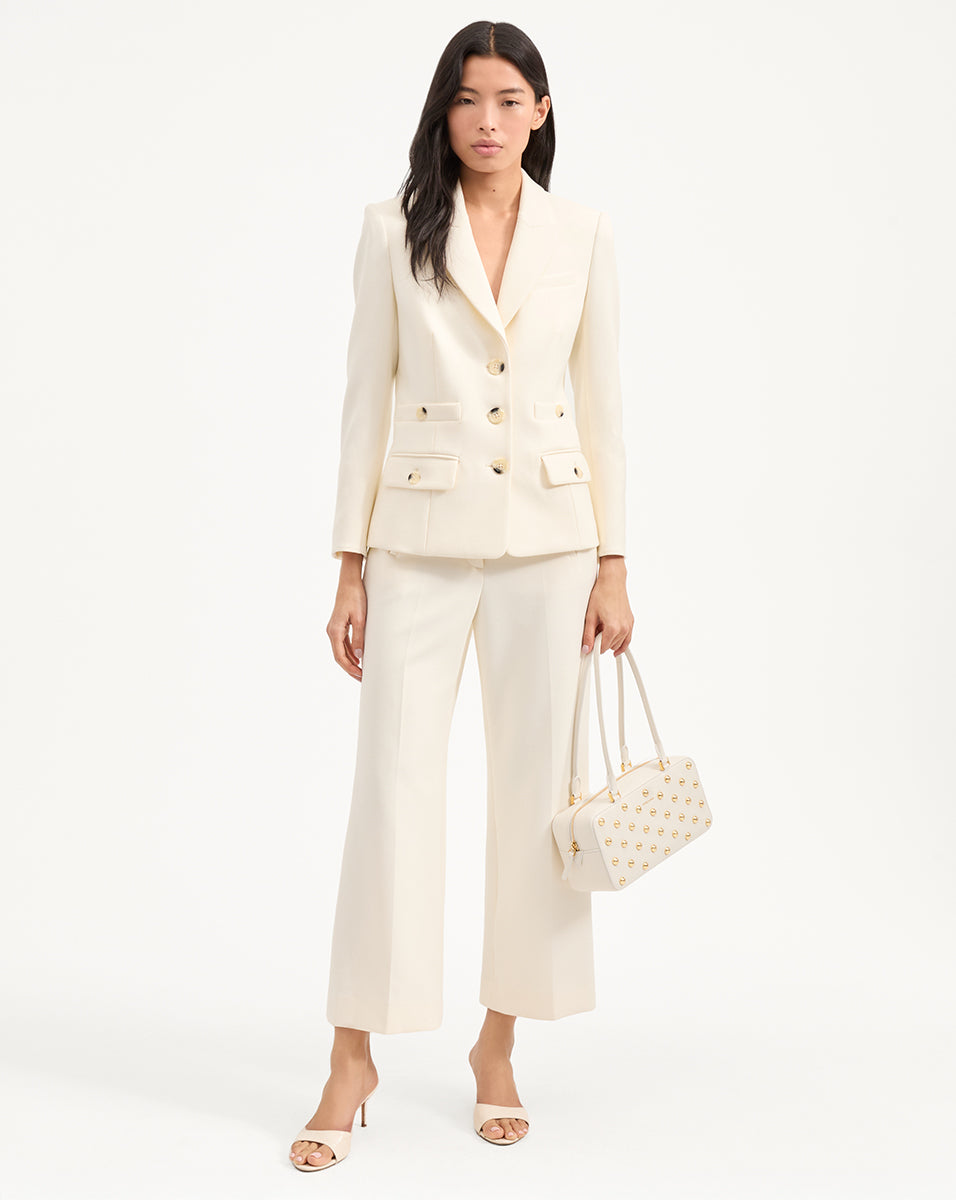 Terre Cropped Dickey Jacket in White | Veronica Beard